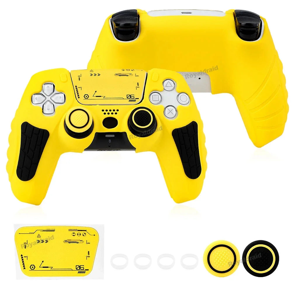 🎮 Custodia in Silicone Anti-Scivolo + Thumb Grips per Controller PS5 / Slim / Pro – Edizione Grigia 30° Anniversario