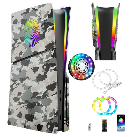 Faceplate con Striscia LED RGB per PS5 Slim Disc Kit con Vents e Filtro Antipolvere