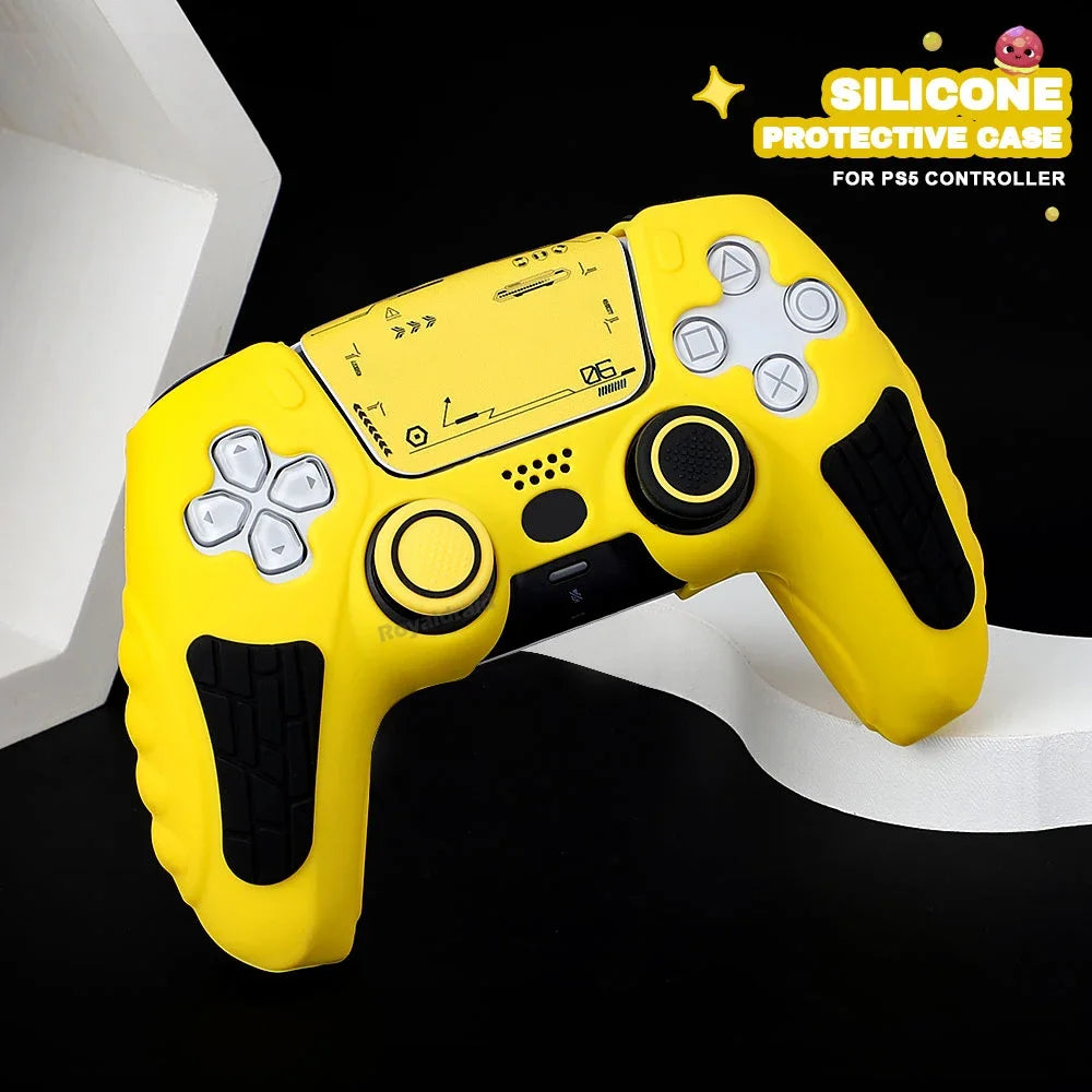 🎮 Custodia in Silicone Anti-Scivolo + Thumb Grips per Controller PS5 / Slim / Pro – Edizione Grigia 30° Anniversario