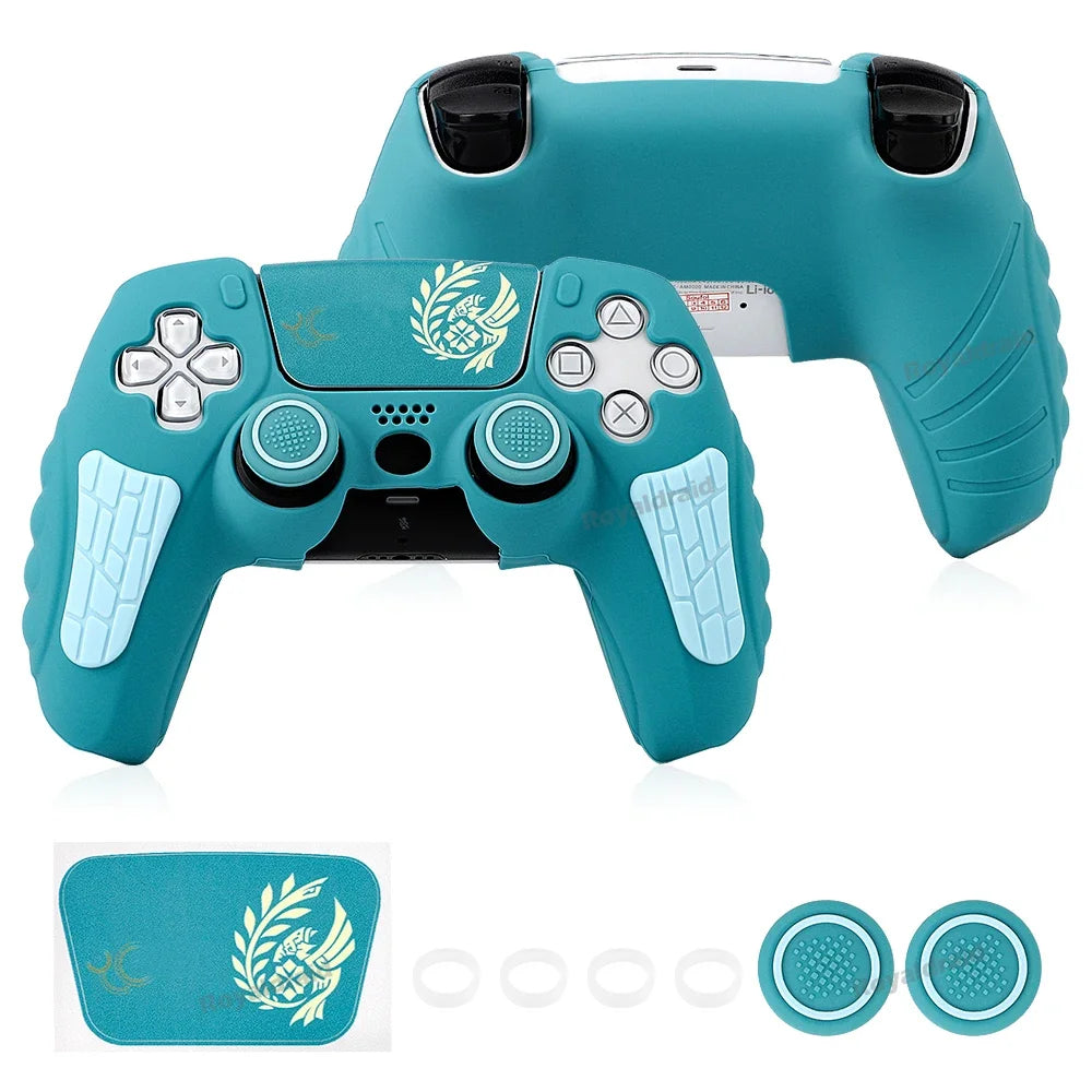 🎮 Custodia in Silicone Anti-Scivolo + Thumb Grips per Controller PS5 / Slim / Pro – Edizione Grigia 30° Anniversario