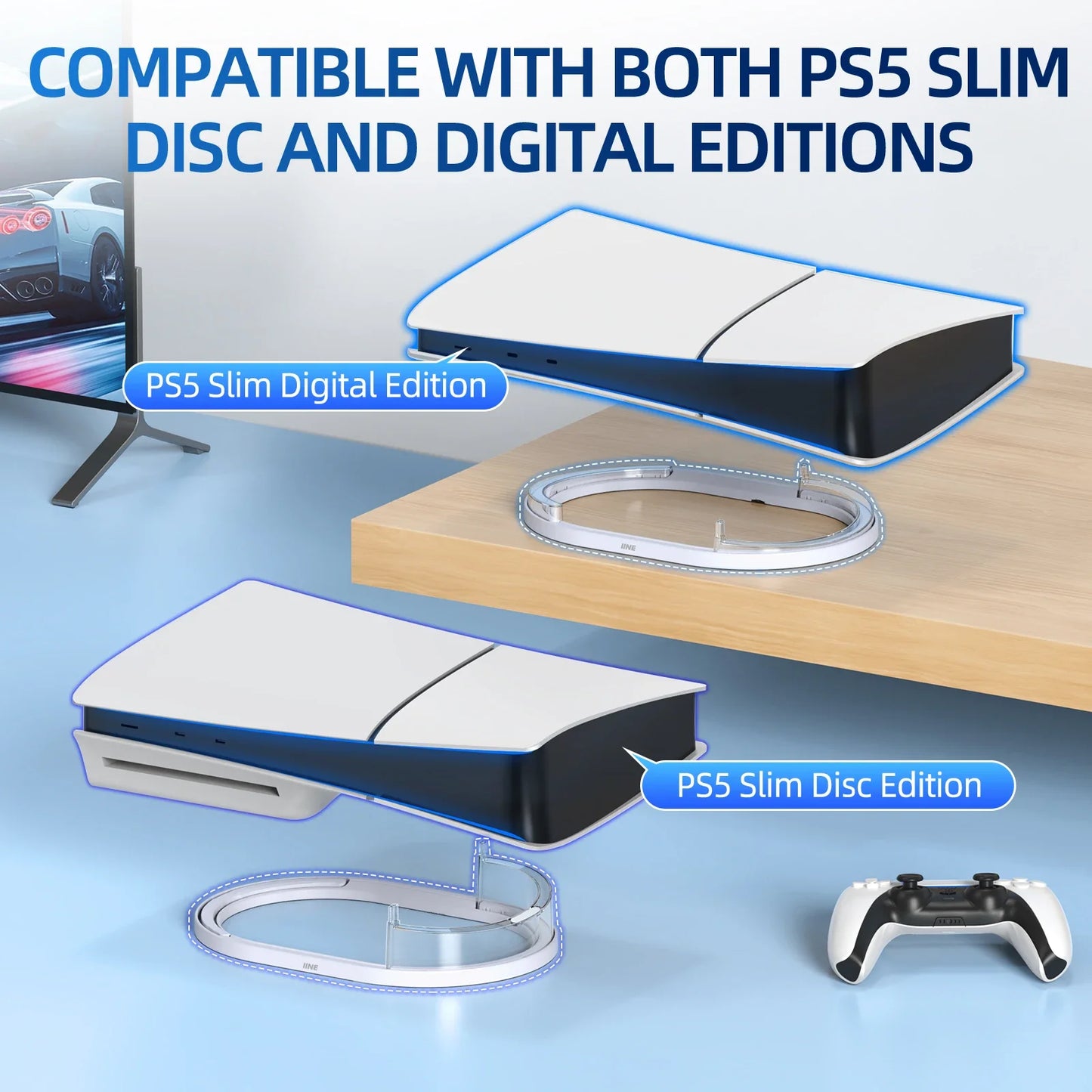 Supporto Verticale per PS5 Slim – Design Anti-Scivolo & Protezione Anti-Caduta | iPega®