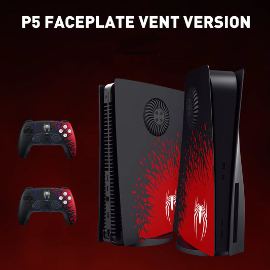 Faceplate Spiderman PS5 con Raffreddamento + LED RGB | Cover Laterale Kolorkoli™ per PS5 Disc Edition – Antiurto, Antigraffio