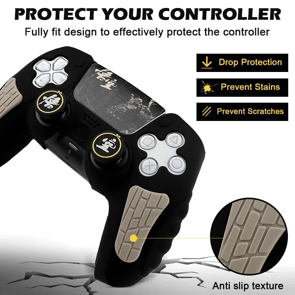 Custodia Protettiva in Silicone Antiscivolo per Controller PS5 – Set Completo con Grip Caps e Adesivo Touchpad