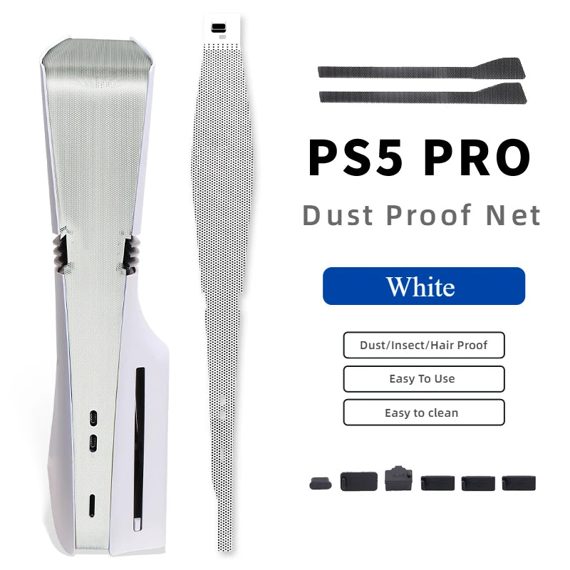 Kit Antipolvere PS5 Pro – Rete Laterale con 6 Tappi e 2 Blocchi