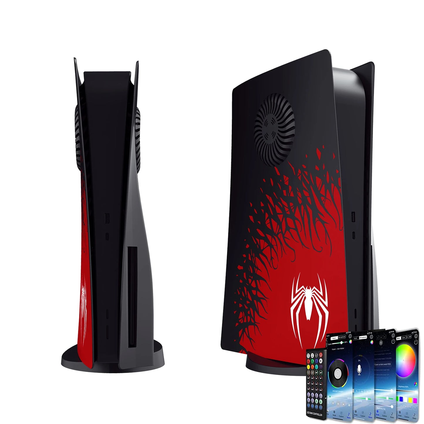 Faceplate Spiderman PS5 con Raffreddamento + LED RGB | Cover Laterale Kolorkoli™ per PS5 Disc Edition – Antiurto, Antigraffio