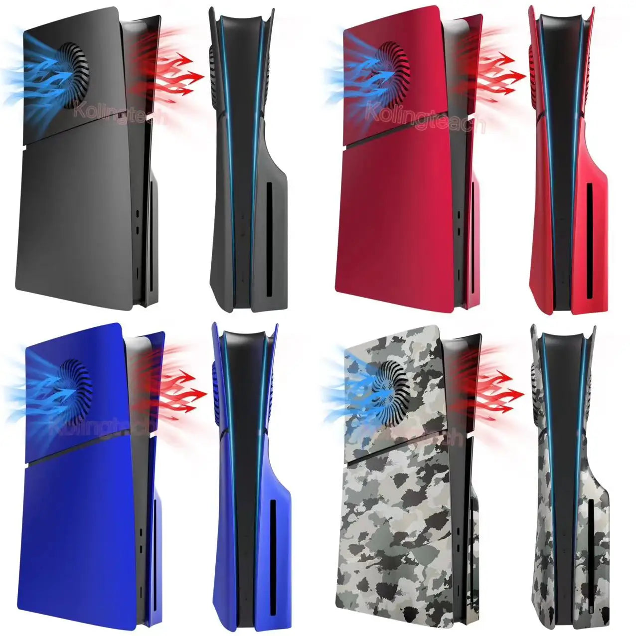 Faceplate con Striscia LED RGB per PS5 Slim Disc Kit con Vents e Filtro Antipolvere
