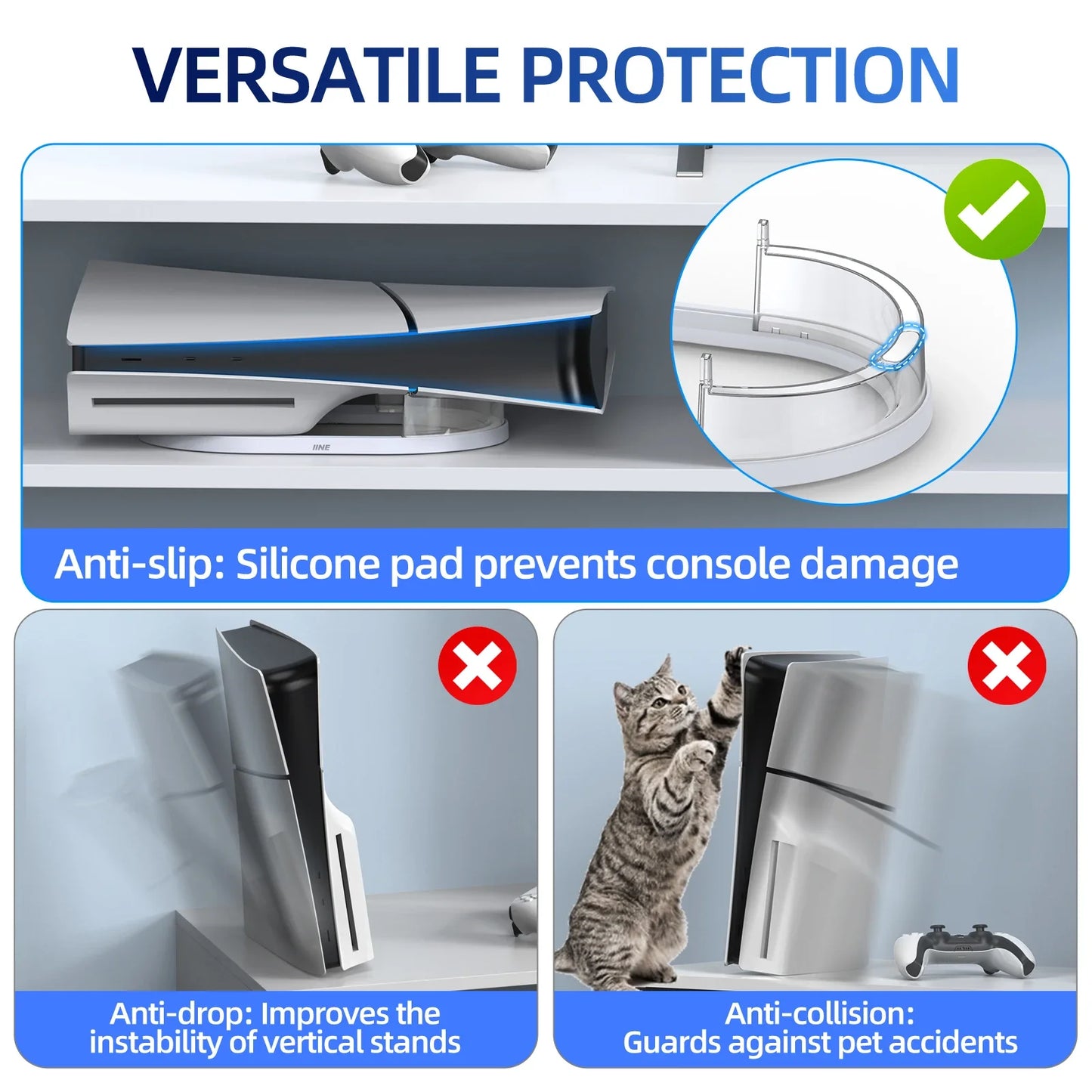 Supporto Verticale per PS5 Slim – Design Anti-Scivolo & Protezione Anti-Caduta | iPega®