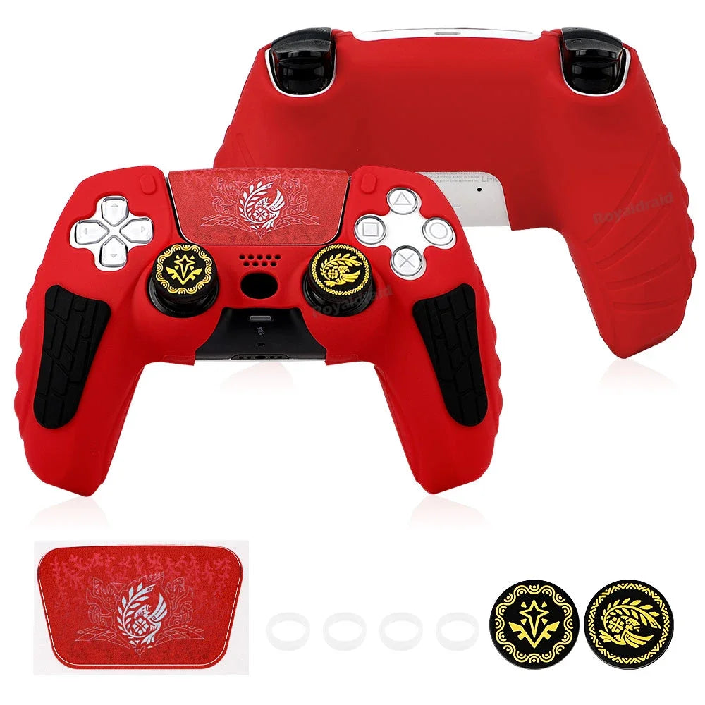🎮 Custodia in Silicone Anti-Scivolo + Thumb Grips per Controller PS5 / Slim / Pro – Edizione Grigia 30° Anniversario