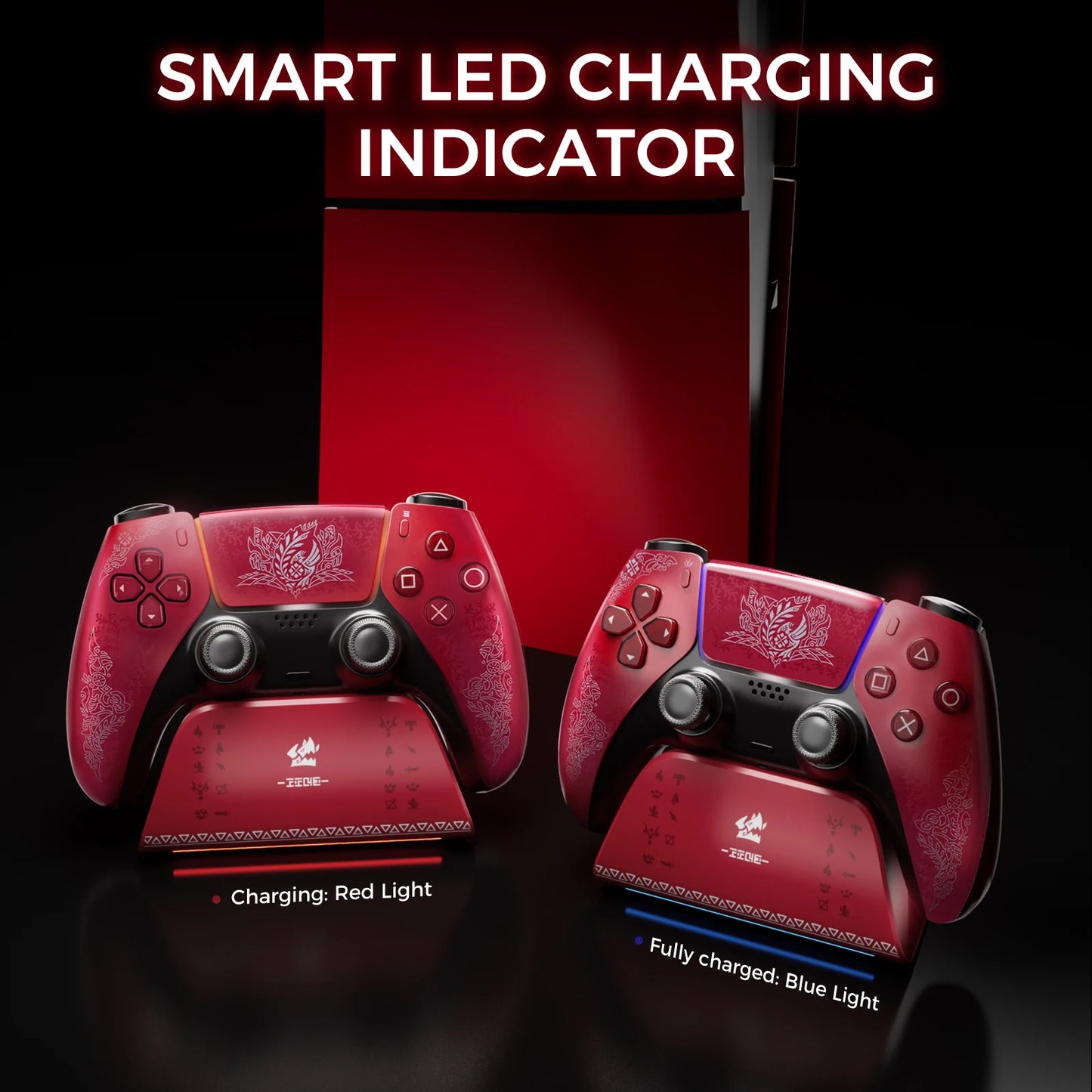 Stazione di Ricarica IINE per Controller PS5 – Design Antiscivolo, LED, Ricarica Veloce