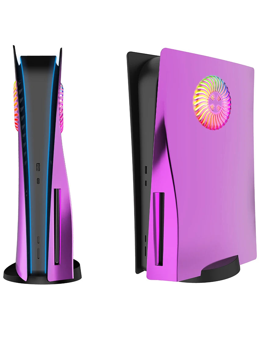 Cover Frontale Elettroplaccata per PS5 (Versione con Disco) – Lusso Cromato in Oro, Nero, Argento o Viola