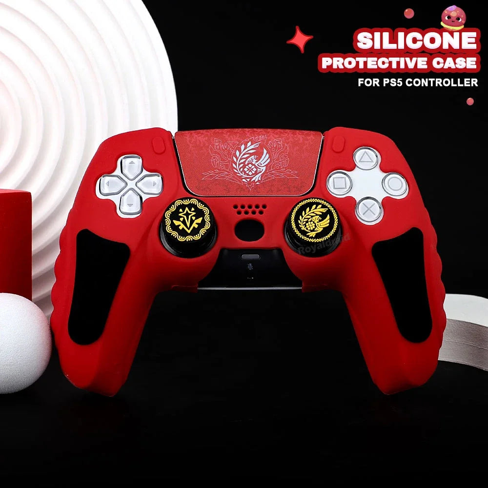 🎮 Custodia in Silicone Anti-Scivolo + Thumb Grips per Controller PS5 / Slim / Pro – Edizione Grigia 30° Anniversario