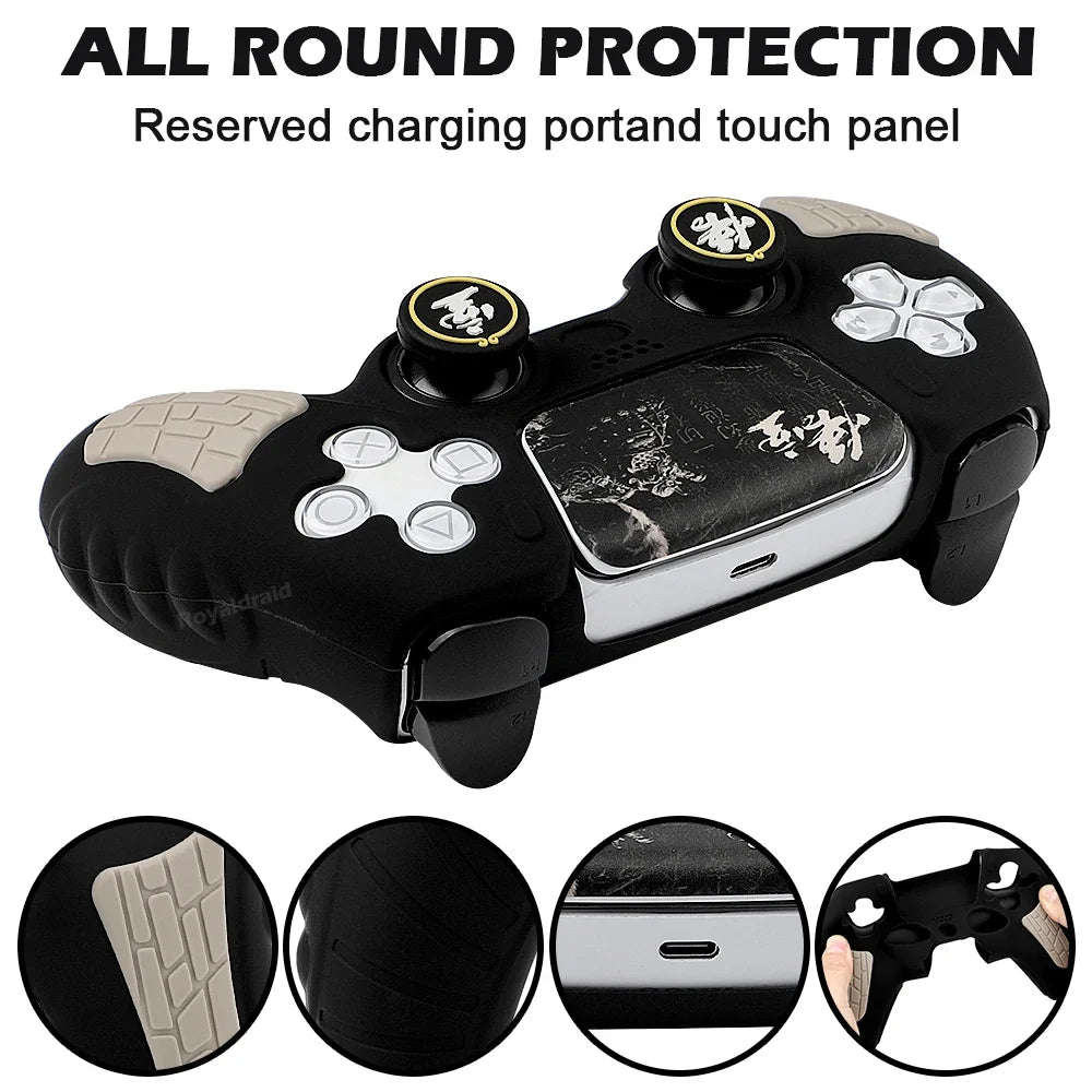 Custodia Protettiva in Silicone Antiscivolo per Controller PS5 – Set Completo con Grip Caps e Adesivo Touchpad