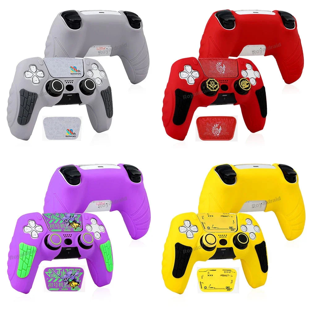 🎮 Custodia in Silicone Anti-Scivolo + Thumb Grips per Controller PS5 / Slim / Pro – Edizione Grigia 30° Anniversario